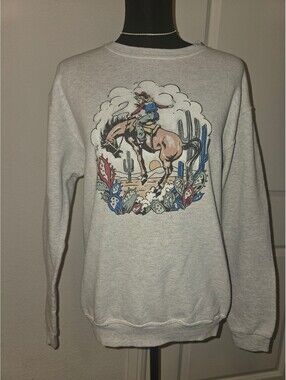 American Highway Youth Western Rodeo Sweatshirt with Cowboy and Horse Graphic